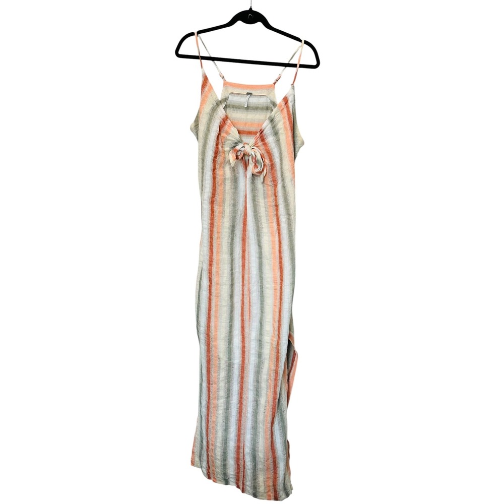 YFB Young Fabulous &‎ Broke Linen Cotton Striped Tie Front Maxi Dress Size M